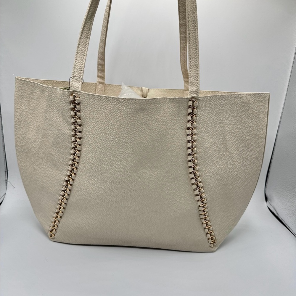 NWT Badgley Mischa Vegan Leather Elegant Cream Tote Bag